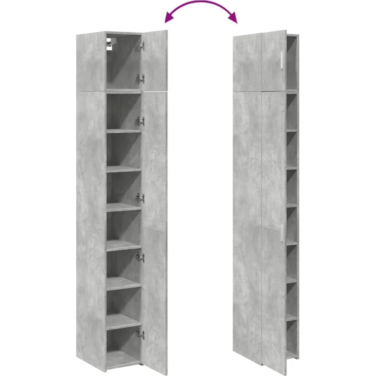 vidaXL Hochschrank Schmal Betongrau 30x42,5x225 cm Holzwerkstoff 3281262 – Bild 9