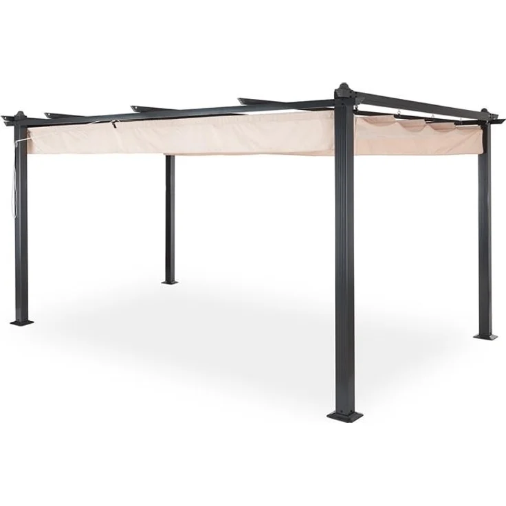 Blumfeldt Pavillon 3x4m, Rostfreier Metall-Pavillon mit Einziehbarem Dach, Pavillon Wasserdicht, Stabil & Winterfest, Langlebige Pergola Freistehend, Gartenpavillon mit UV-Schutz & Aluminium-Rahmen – Bild 2