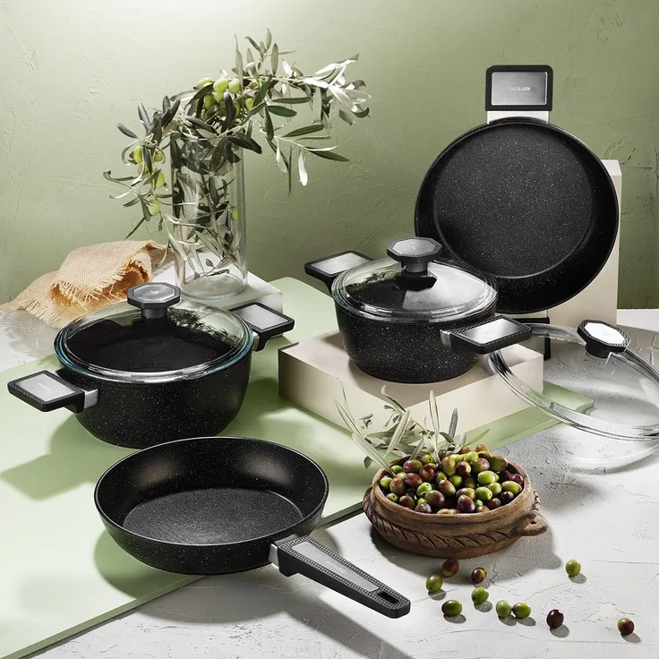 Hermia Concept '55GTS000011' Topfset (7-teilig), Schwarz, Ø 26 cm