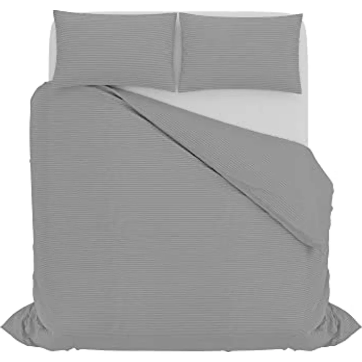 Italian Bed Linen CP-ST-2P Satin Stripes Bettbezug, Doppelte, Grau, Polyester – Bild 4