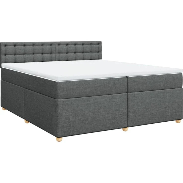 vidaXL Boxspringbett mit Matratze Dunkelgrau 200x200 cm Stoff 3289102 – Bild 3