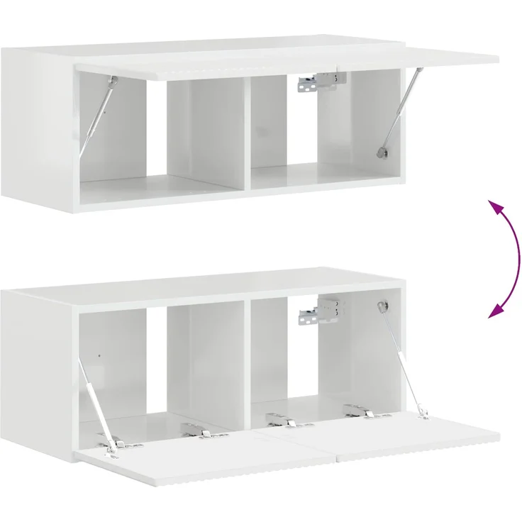vidaXL TV-Schrankset Wandmontiert 4 pcs Hochglanz Weiß Holzwerkstoff 3409037 – Bild 12