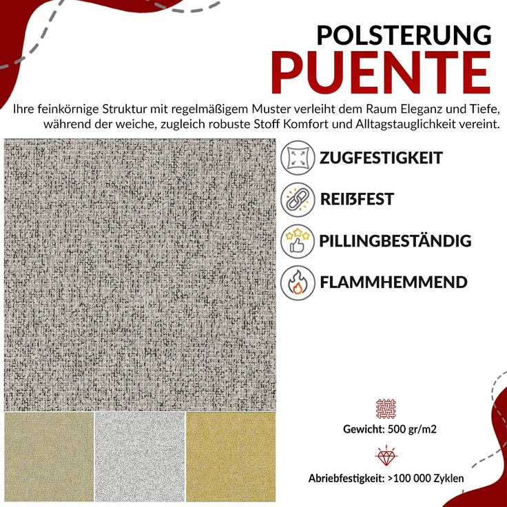 Ecksofa, L-förmiges, lose Kissen, DL-Schlaffunktion, (H 100 x T 187 x B 273 cm) - CUBO L - Struktur Creme - linke Seite – Bild 8