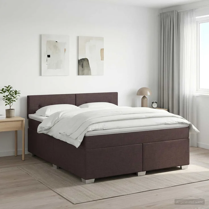 vidaXL Boxspringbett mit Matratze Dunkelbraun 140 x 190 cm Stoff 3450477 – Bild 1