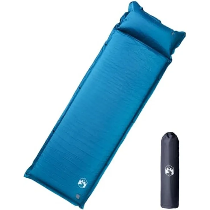vidaXL Selbstaufblasende Isomatte mit Kissen Türkis 4007135