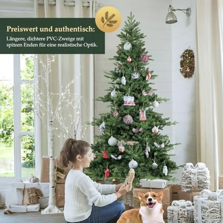 SALCAR Künstlicher Weihnachtsbaum 210 cm, Tanne, PVC and PE, Klapp-Schirmsystem, 130 cm Durchmesser – Bild 3