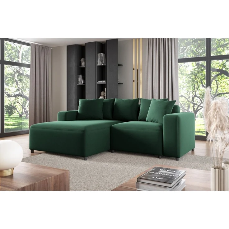 Polsterhocker Designerhocker Hocker MEGAN in Stoff Salvador Dunkelgrün – Bild 2