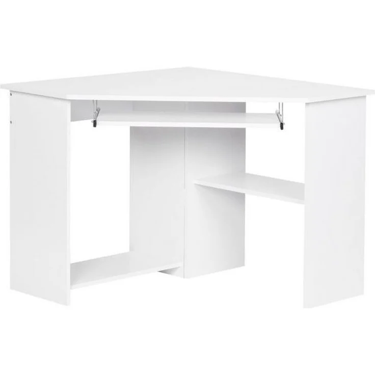Eckschreibtisch Computertisch ROM Weiß mit Tastaturauszug – Bild 4