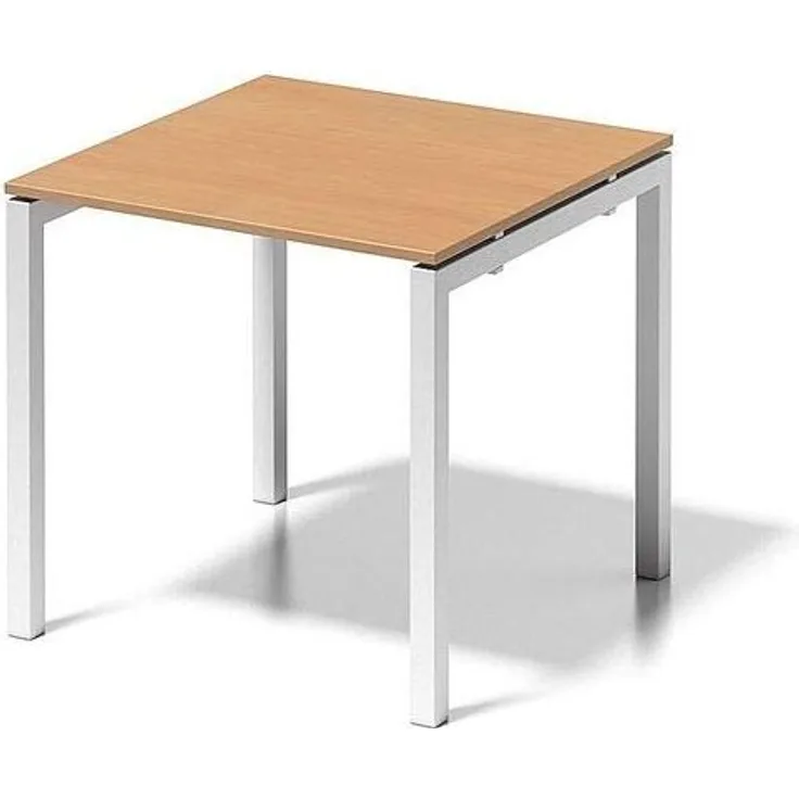 BISLEY Cito Schreibtisch, 740 mm höhenfixes U-Gestell, Metall, Bc396 Dekor Buche, Gestell Verkehrsweiß, 80 x 80 x 74 cm