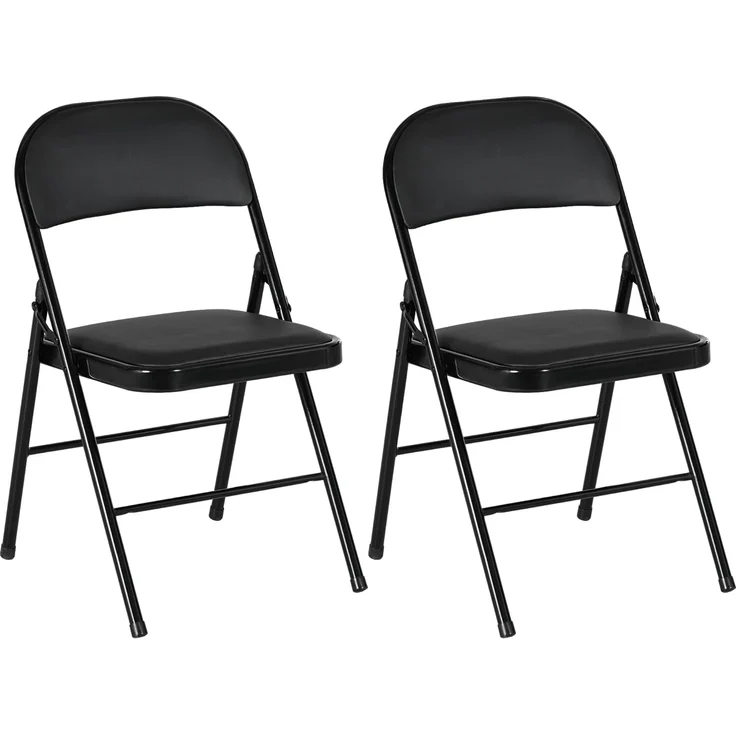 HOMCOM Klappstuhl gepolsterte klappbare Stühle, Indoor, mit Kissen (Gepolsterte klappbare Stühl, 1 St), für Büro, Rezeption, Wartezimmer, Party, Schwarz – Bild 1