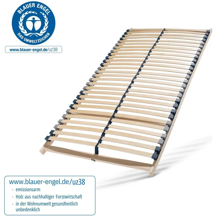 Lattenrost 140x200, Lattenrahmen aus Buche, 7 Komfortzonen, 28 Latten, Federholzrahmen MADE IN GERMANY, Lattenrost Selbstmontage, Traglast bis zu 150Kg