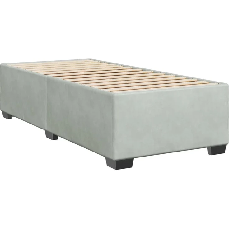 vidaXL Boxspringbett mit Matratze Hellgrau 100x200 cm Samt 3285263 – Bild 5