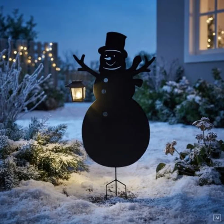 abc HOME LED Gartenleuchte Schneemann mit Laterne, LED, Solarpanel, 59 cm, LED fest integriert, warmweiß – Bild 1