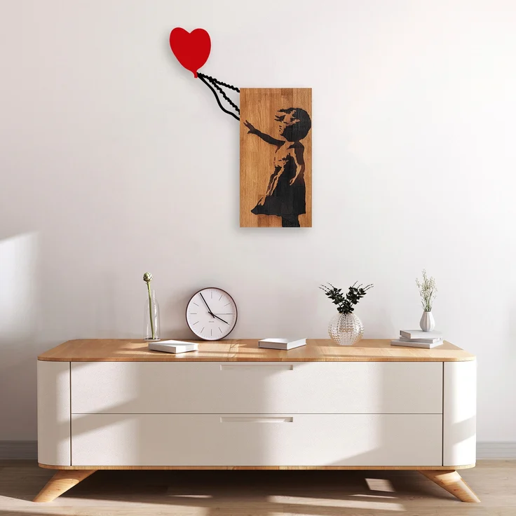 dekoratives Wandaccessoire aus Holz, 'Ma-366', 83 x 3 x 60, Nussbaum, Schwarz – Bild 3