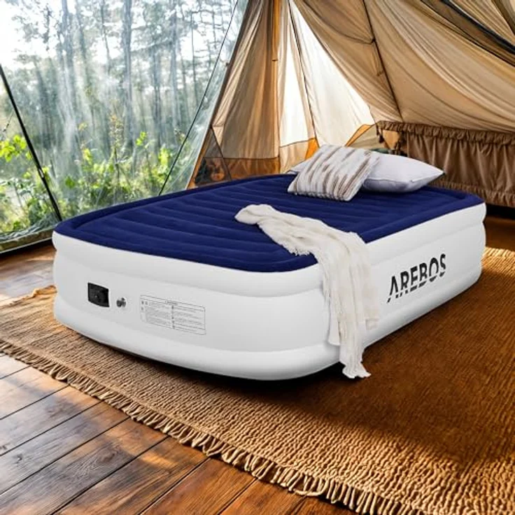 Arebos Luftbett, Selbstaufblasend mit Pumpe, Pumpe 2in1 Funktion: Inflation & Deflation, 203 x 152,5 x 51 cm – Bild 3