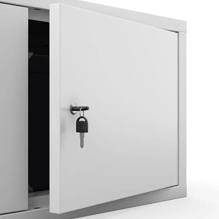 Jan Nowak Aktenschrankaufsatz C01L Aufsatz für Aktenschrank Büroschrank Metall Pulverbeschichtung Flügeltüren 38 x 80 x 40 cm (Weiß) – Bild 13