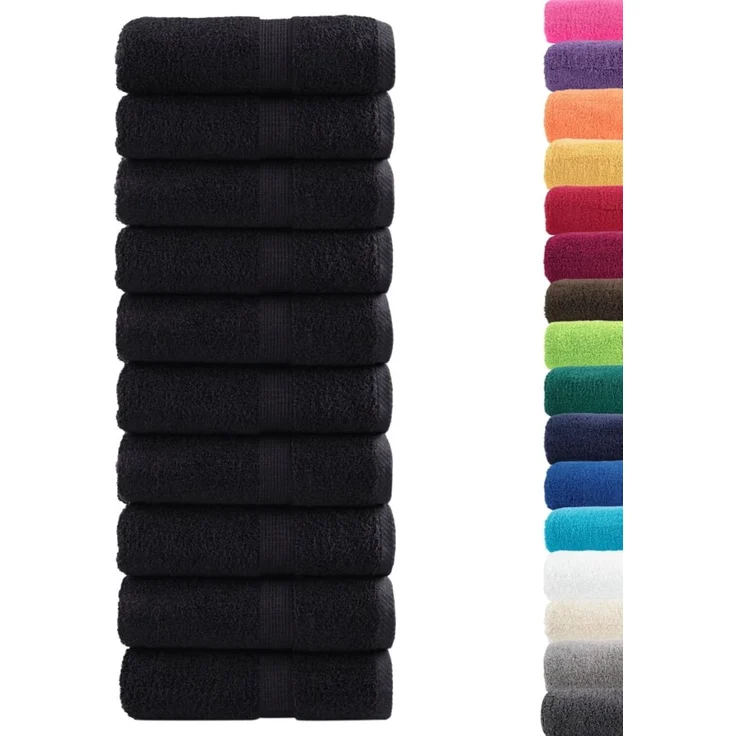 vidaXL Premium Waschhandtücher SOLUND 10 Stück Schwarz 30x30 cm 600 g/m² 137421 – Bild 2