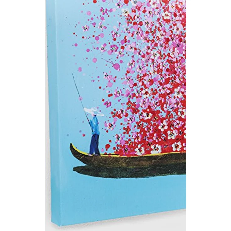 Kare Design Bild Touched Flower Boat Blau/Pink, Gemälde, Pastellfarben, Asia-Stil, buntes Wandbild, Canvas-Leinwand, Massivholz Rahmen, handgemalte Details mit Acrylfarbe, Abstrakt, 100 x 80 x 4 cm – Bild 6