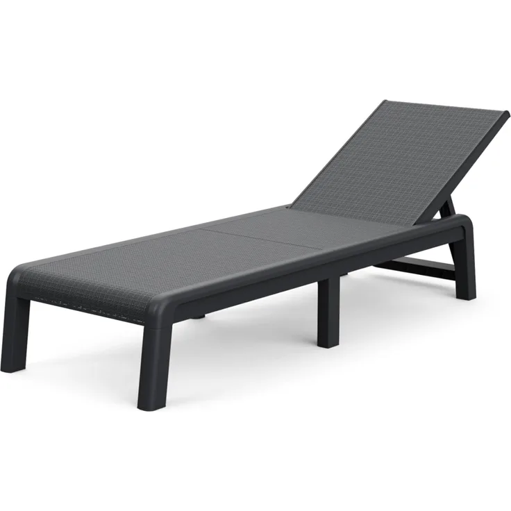 Keter Palma Sonnenliege für den Garten mit 4-Fach Verstellbarer Rücklehne, klappbare Gartenliege, grau, 187 x 58 x 29 cm, pflegeleicht, wetterfest und uv-beständig