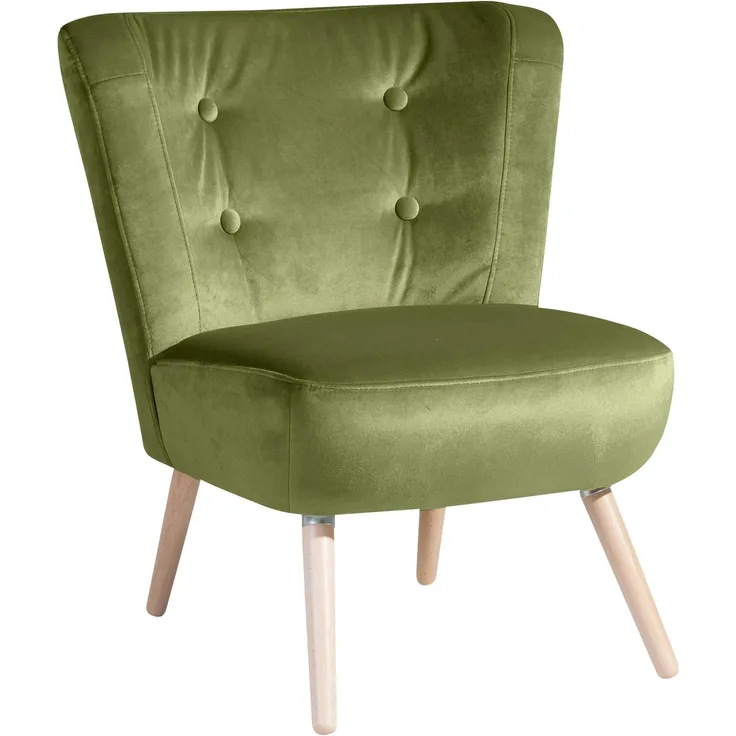 Sessel Kassi Bezug Samtvelours Buche natur / oliv 22358