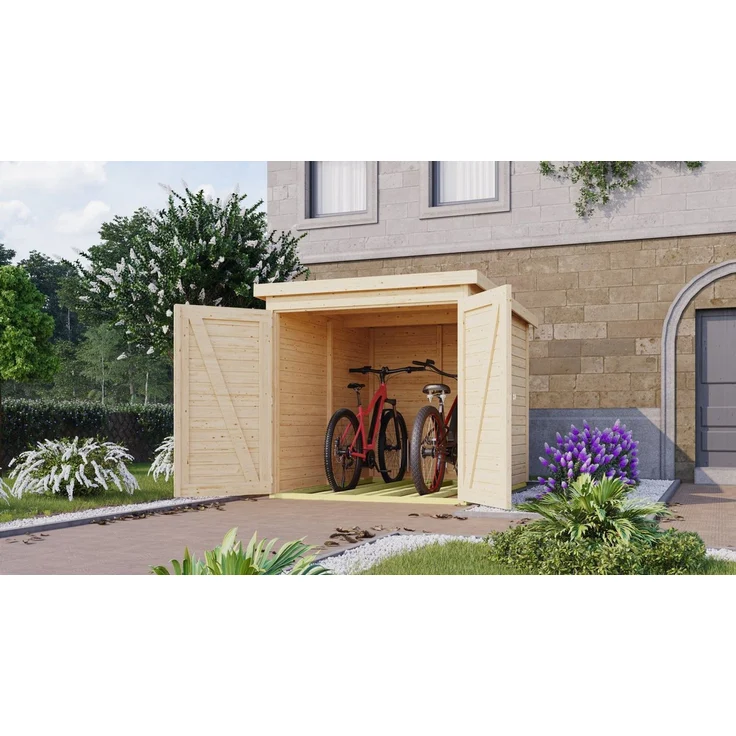 Karibu Fahrradbox Fahrradgarage mit Einschub und Halterung für bis zu 3 Fahrräder, in 2 Ausführungen, BxTxH: 162,5 x 216 x 167 cm – Bild 3