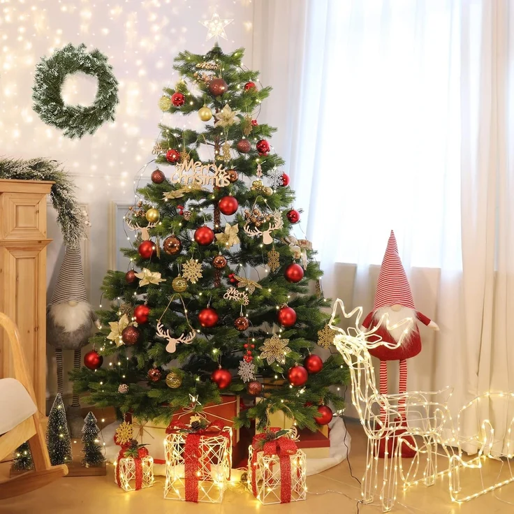 SALCAR 2m Christbaumbeleuchtung, Weihnachtsbaum Lichterkette mit 10 Girlanden und 1 Weihnachtsbaumspitzestern, 210 LED Lichterkette für Baum, Tannenbaum, Grüngürtel, Busche - Warmweiß – Bild 2