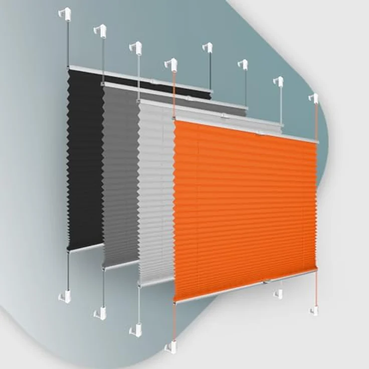 Buseu Plisseerollo Klemmfix 35x130cm, orange, lichtdurchlässig, ohne Bohren, für Fenster und Tür – Bild 1