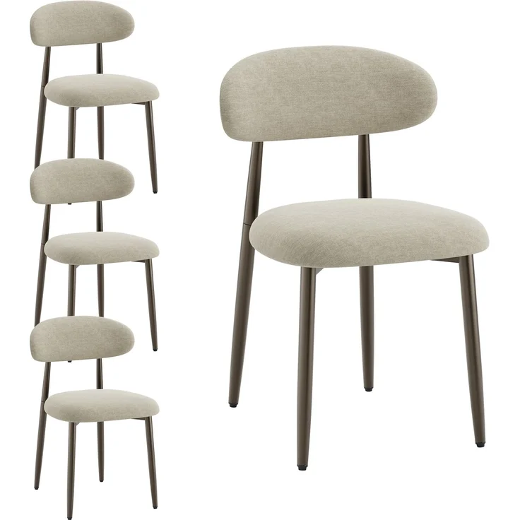 MALOL Esszimmerstühle 4er Set, Polsternder Stühle Esszimmer, Esstisch Stühle mit geschwungener Rückenlehne & Metallfüßen, Moderne Küchenstühle, Stoffstühle für Küche, Wohnzimmer und Gastronomie,Kamel