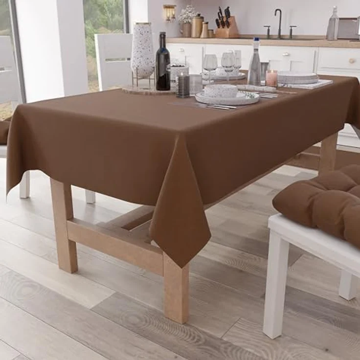 Petti Artigiani Italiani - Tischdecke, Küchentischdecke aus Baumwolle, einfarbig, Braun X15 Plätze (140 x 300 cm) – Bild 1