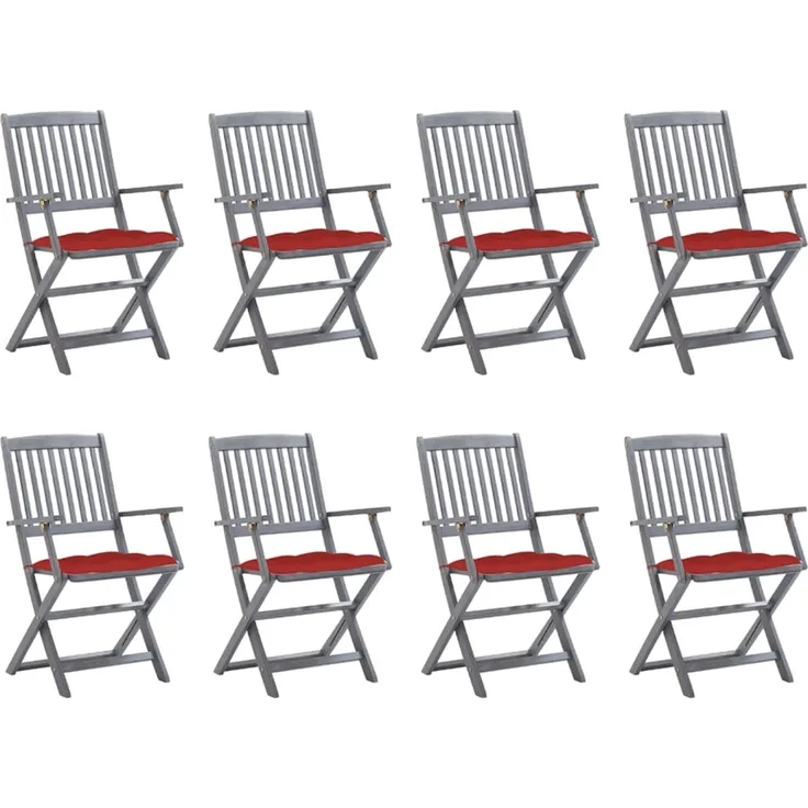 vidaXL Klappbare Gartenstühle 8 Stk. mit Kissen Massivholz Akazie 3078283