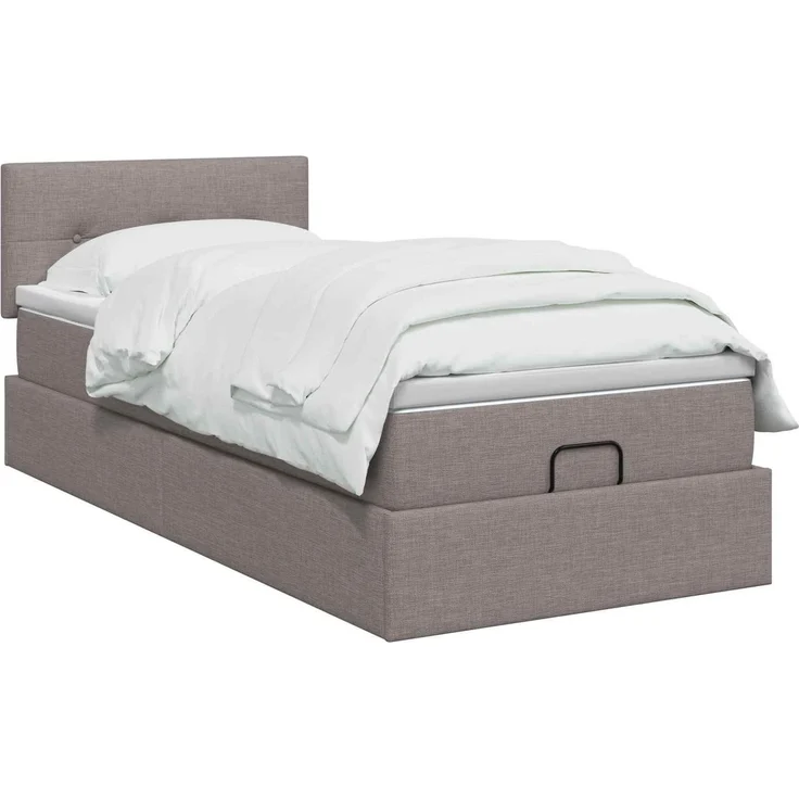 vidaXL Ottoman-Bett mit Matratze und LED Taupe 100 x 200 cm Stoff 3456888 – Bild 3
