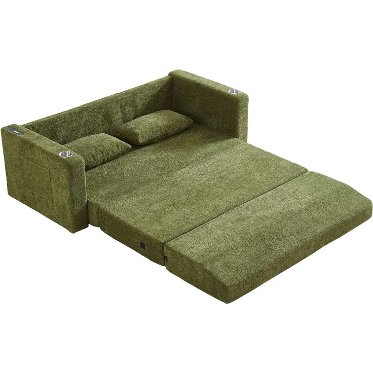 ZUBALIYA SchlafSofa mit USB - Anschluss, mit Samtbezug, mit breiten Armlehnen, mit Schaumstoffpolsterung, aus Samt – Bild 16