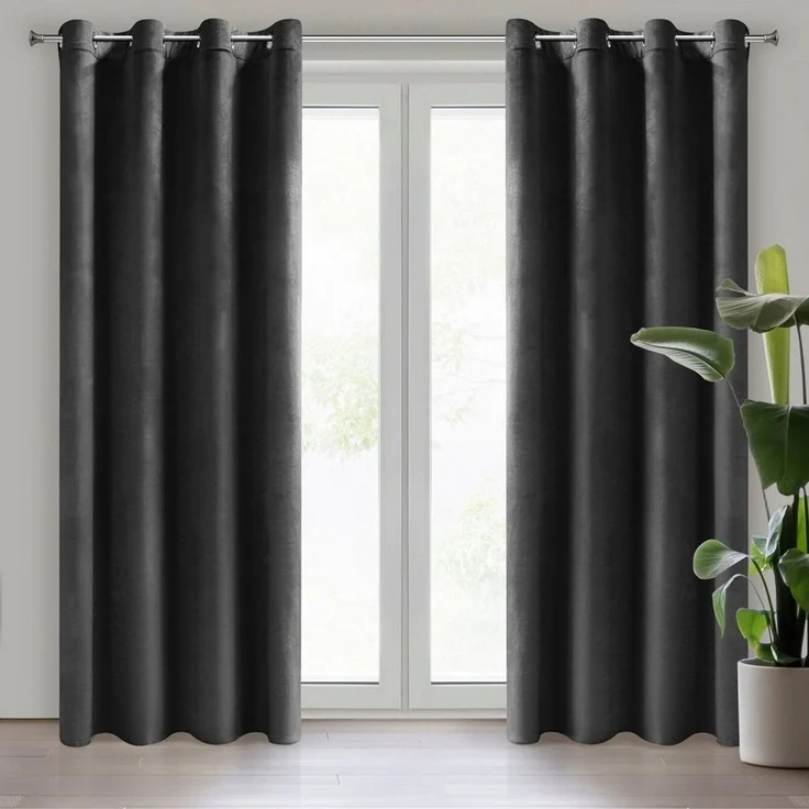 Eurofirany Vorhang VELVET (2 St), Ösen, blickdicht, Samt, 2er-Set Ösenschals aus Velvet, mit mittlerem Verdunkelungsgrad – Bild 1