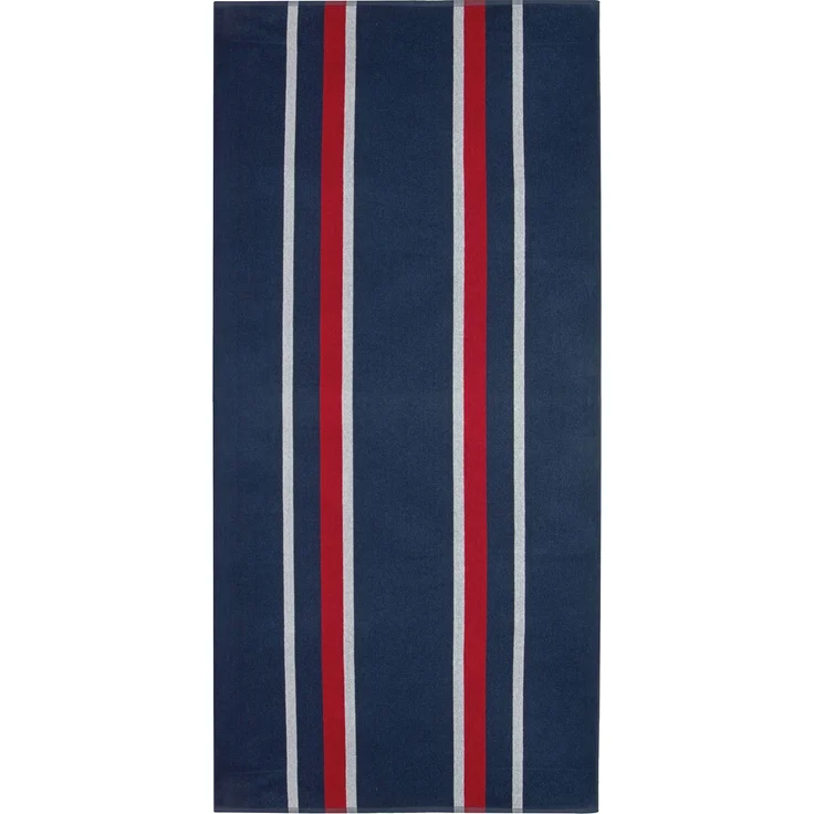 ZOLLNER Badetuch XXL, 100% Baumwolle, 100x200 cm, blau-rot-weiß gestreift – Bild 1