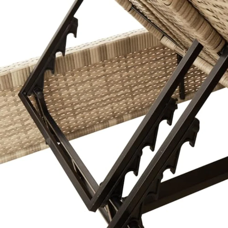 vidaXL Doppel-Sonnenliege, Beige Poly Rattan mit 4-fach verstellbarer Rückenlehne und bequemen Kissen – Bild 9