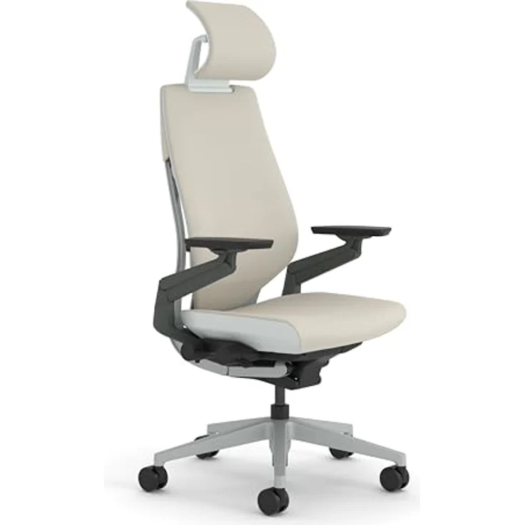 Steelcase Gesture Ergonomischer Bürostuhl mit 360° Armlehnen, 3D-Live Back Lumbalstütze, anpassbarer Kopfstütze Beige – Bild 2