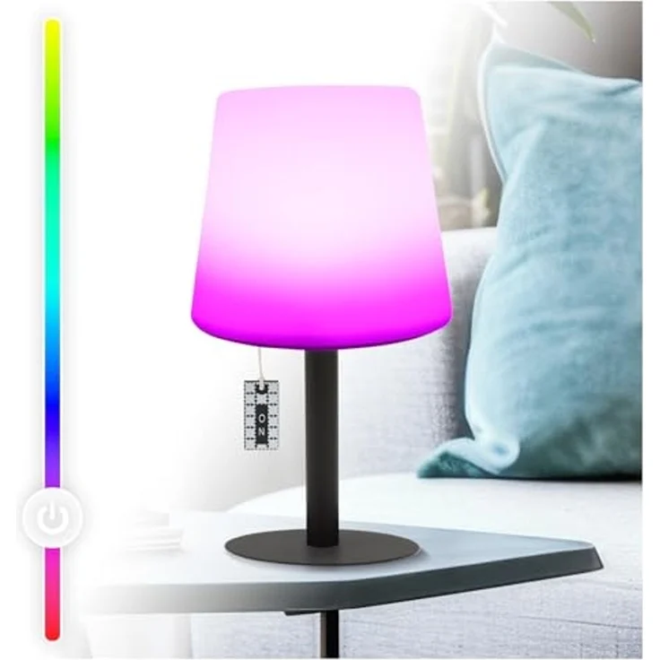 AddLiving LED Tischleuchte LED Tischlampe Table Light RGB dimmbar mit Zugschalter IP44, RGB-Farbwechsel, 12h Leuchtdauer, Zugschalter, 12 LEDs, IP44 – Bild 1