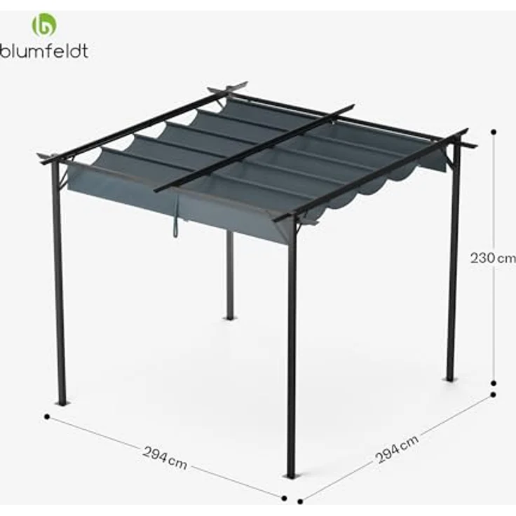 Blumfeldt Pergola 3x3 m - Wetterfestes Polyesterdach, Pulverbeschichteter Stahlrahmen, Ganzjährig Nutzbar, Einfache Montage, Modernes Design Für Garten & Terrasse – Bild 7