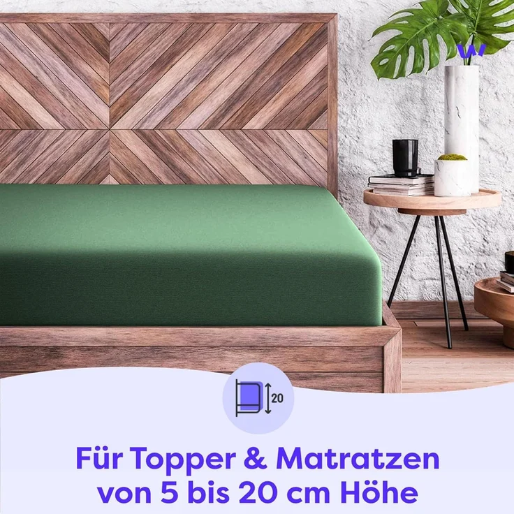 Wolkenfeld Spannbettlaken 100% Baumwolle - Superweiches Bettlaken für Matratzen von 5 bis 20cm, Jersey, Gummizug: rundum, (1 Stück), Rutschfest & Blickdicht - 90x200, 140x200, 160x200, 180x200 200x200 – Bild 2