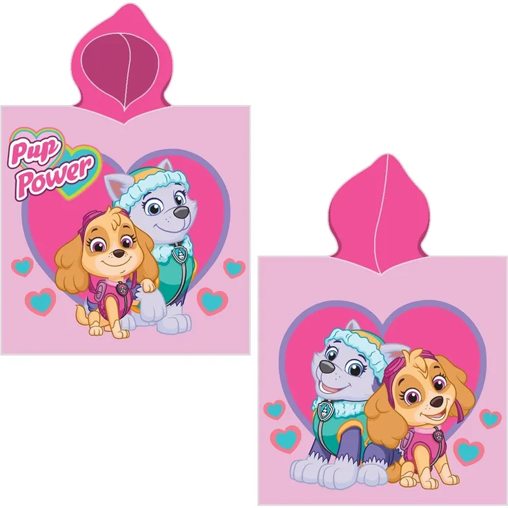 BERONAGE Kapuzenhandtuch Paw Patrol Kinder Kapuzen Bade-Poncho Girl's Rosa 60x120 cm Poncho, 100% Baumwolle (1-St), Frottee in Velours-Qualität