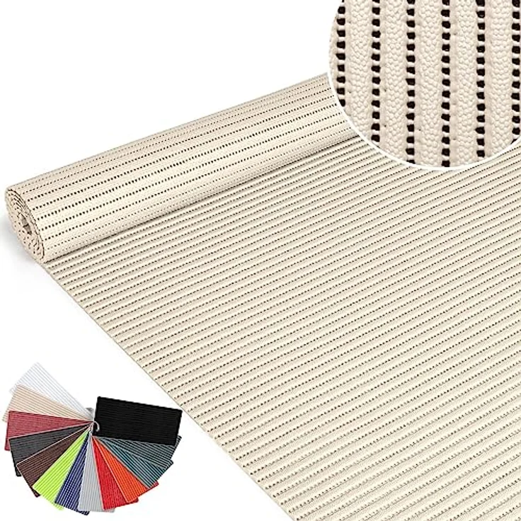 ANRO Badematte Weichschaummatte Antirutsch Bad- und Duschvorleger Uni Creme, 120x130cm, pflegeleicht und zuschneidbar – Bild 1