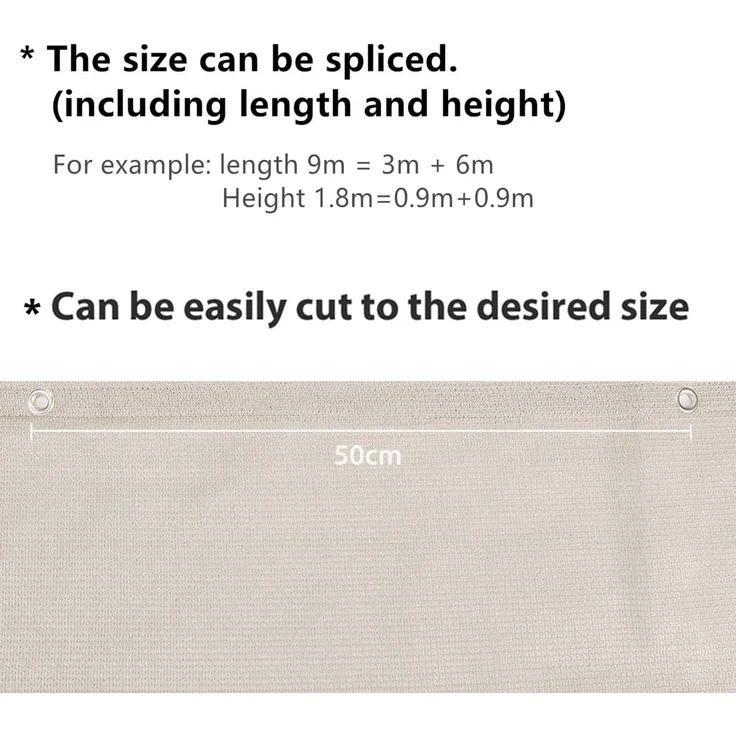Sekey Balkon Sichtschutz Balkonabdeckung HDPE 220 g/m² Leicht Transparent Wind- und UV-Schutz Wetterfest, 120x600cm, Taupe – Bild 5