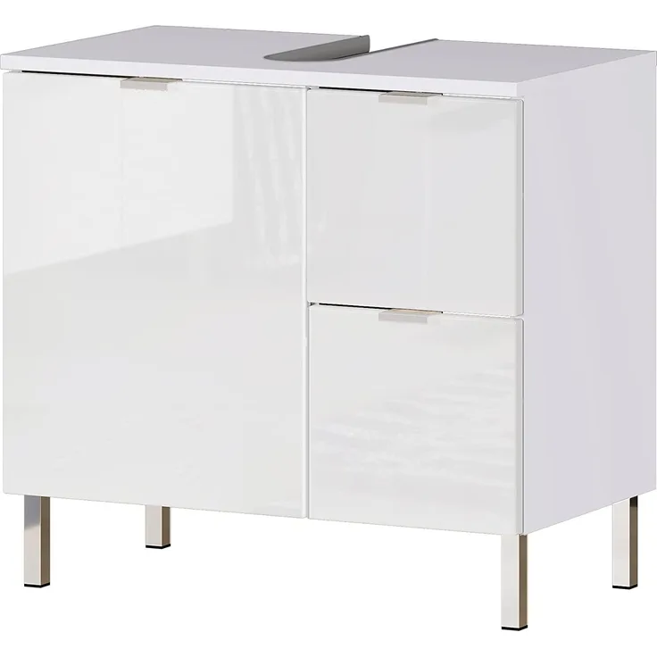Germania WB-Unterschrank 8529-84 GW-MAURESA, in weiß, Fronten in Hochglanz, zwei Schubkästen, Oberboden mit Aussparung für Siphon, 60 x 56 x 34 cm (BxHxT)