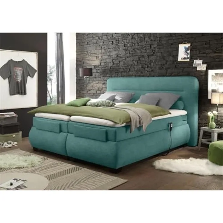 Boxspringbett 180x200 cm elektrisch verstellbar EDIRNE-09 in Uran 05 denim
