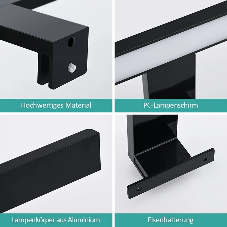 EMKE Spiegelleuchte LED Spiegelleuchte 40cm Spiegellampen für Badezimmer IP44 Schrankleuchte, Schwarz, Kaltweißes Licht 6000K – Bild 3