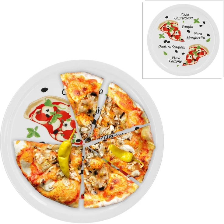 2er Pizzateller Margherita groß 30,5cm Porzellan Teller Pizzaplatte mit Motiv - für Pizza / Pasta – Bild 1