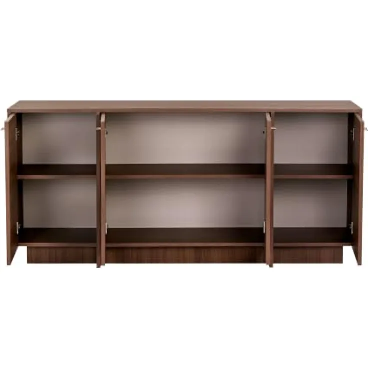 Skye Decor Konsolentisch Varen, Walnuss, Japandi Design mit gerillter Rückwand und Metallgriff, Maße 180 x 82 x 45 cm
