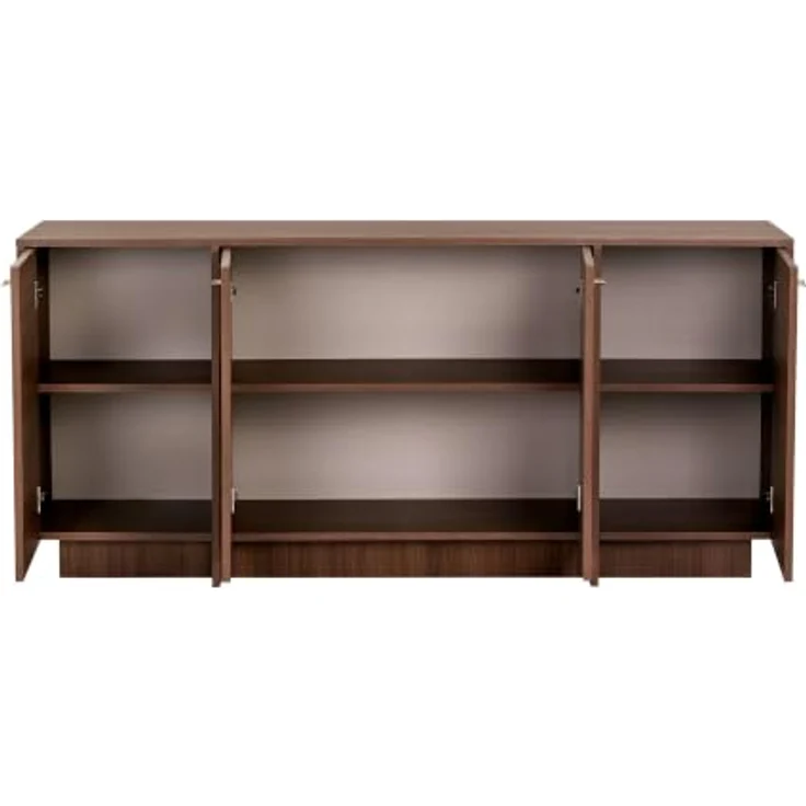 Skye Decor Konsolentisch Varen, Walnuss, Japandi Design mit gerillter Rückwand und Metallgriff, Maße 180 x 82 x 45 cm – Bild 1