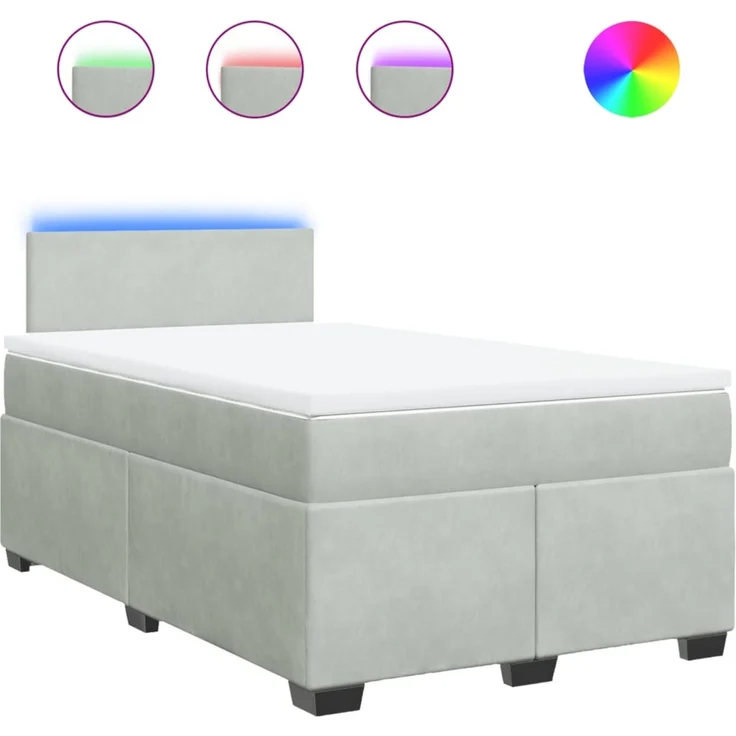 vidaXL Boxspringbett mit Matratze Hellgrau 120x200 cm Samt 3288576 – Bild 2