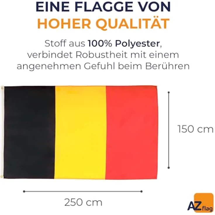 AZ FLAG - Flagge Belgien - 250x150 cm - Belgische Große Fahne 100% Polyester mit Messing-Ösen - 300g – Bild 2